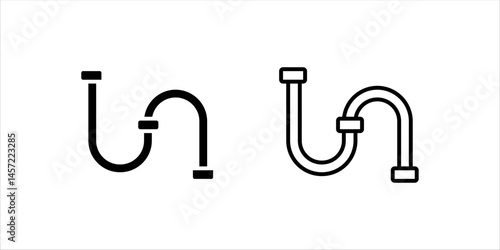 Vector line icon representing pipeline fittings, commonly used in plumbing, construction, or industrial contexts. The icon typically includes pipe connectors, elbows, tees, or other pipe fitting compo