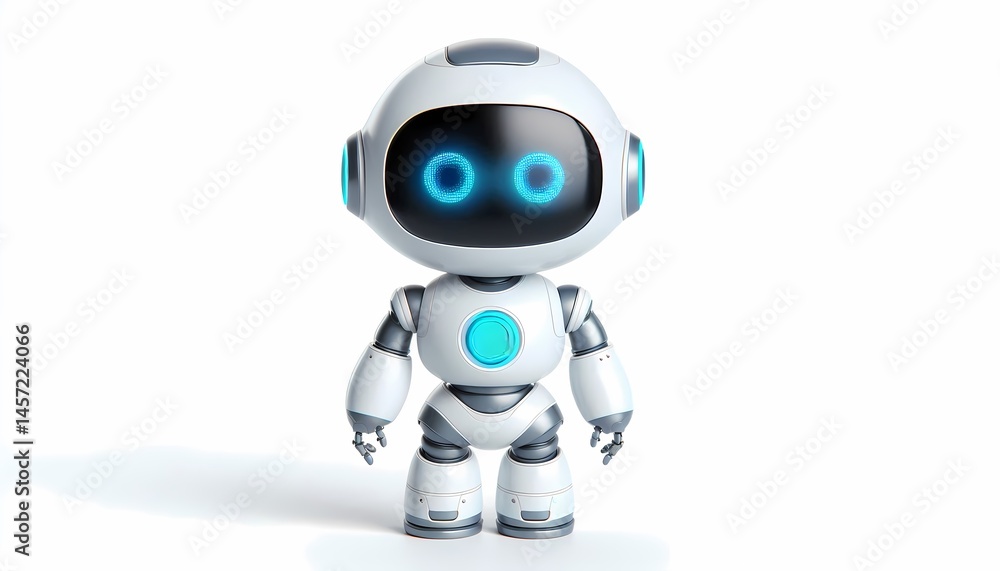AI, advanced chatbot, or robot standing 3d HD images isolated on a white background are best for creating artificial intelligence technology logos. communication, cyberspace, and cybersecurity. AI, advanced chatbot, or robot standing 3d HD images isolated on a white background are best for creating artificial intelligence technology logos. communication, cyberspace, and cybersecurity.