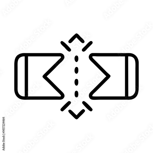 Minimalist black line art icon, a collapsing button, for app design