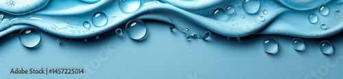 Obraz na płótnie Smooth flowing blue liquid with water droplets on textured surface in abstract macro composition with glossy reflections Generative AI w salonie