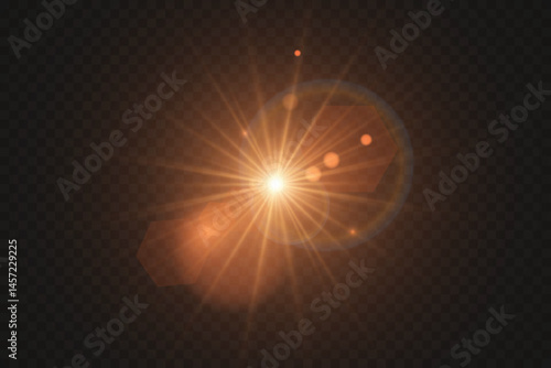 Light star gold PNG shines with bright sun intensity. Solar rays flicker vividly with soft transition glow. Cosmic sparkle burst creates dreamy abstract celebration style. Transparent sunlight flare