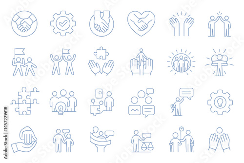 Teamwork Collaboration Business Partnership Vector Icons