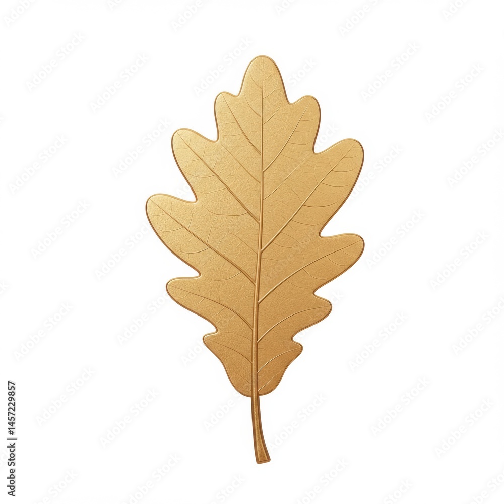 Fototapeta premium Golden Oak Leaf on White Background