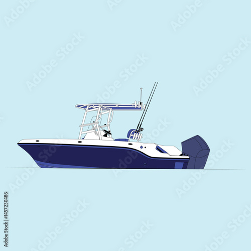 Vector Boat Line Art Illustration 