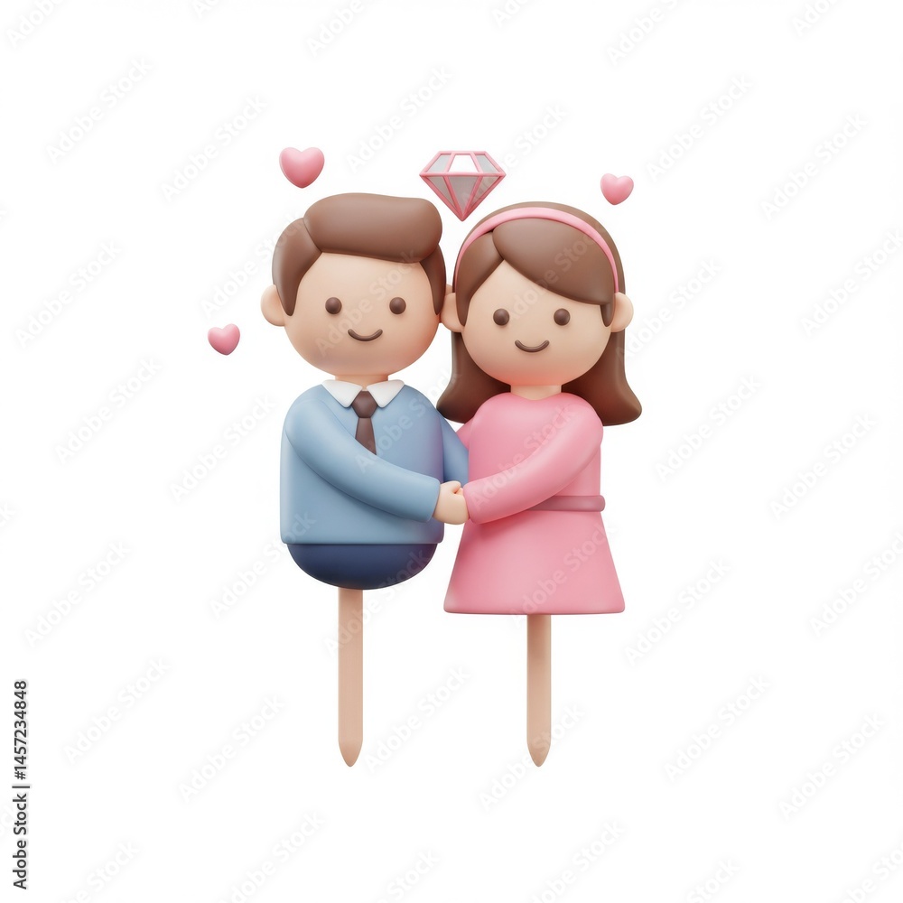 3D Render of a Cute Cartoon Couple in Love 3D Render of a Cute Cartoon Couple in Love