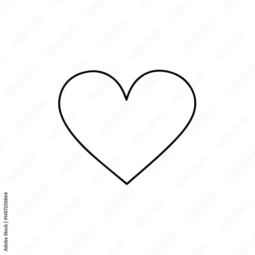 Simple heart shape line drawing. Heart outline icon perfect for love themed designs. This clean heart symbol is ideal for social media posts, invitations, and greeting cards. Simple heart graphic fo Simple heart shape line drawing. Heart outline icon perfect for love themed designs. This clean heart symbol is ideal for social media posts, invitations, and greeting cards. Simple heart graphic fo