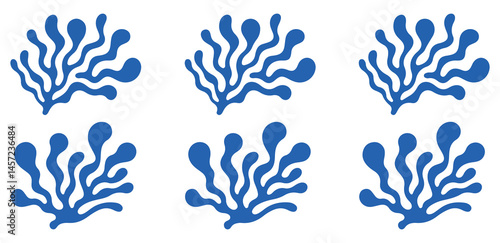 Abstract blue organic shapes on white background