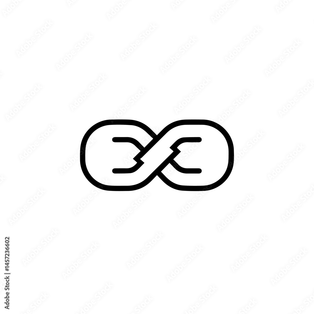 Interconnectedness symbol. Two linked circles create infinity loop. Modern design for social media. This graphic is perfect for social networking concepts. Interconnectedness symbol. Two linked circles create infinity loop. Modern design for social media. This graphic is perfect for social networking concepts.