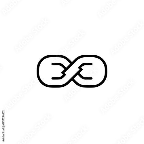 Interconnectedness symbol. Two linked circles create infinity loop. Modern design for social media. This graphic is perfect for social networking concepts.