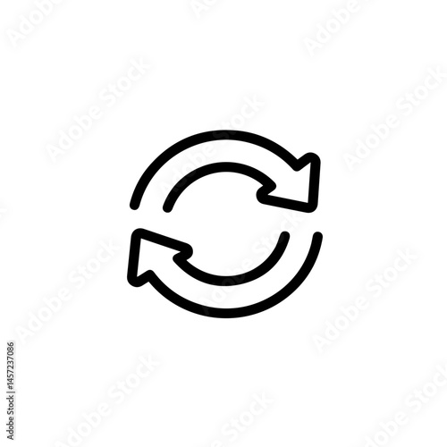 Circular arrows icon indicating continuous process or cycle.  Two arrows forming circle represent renewal, regeneration, and endless loop.  This symbol is perfect for social media posts promoting recy