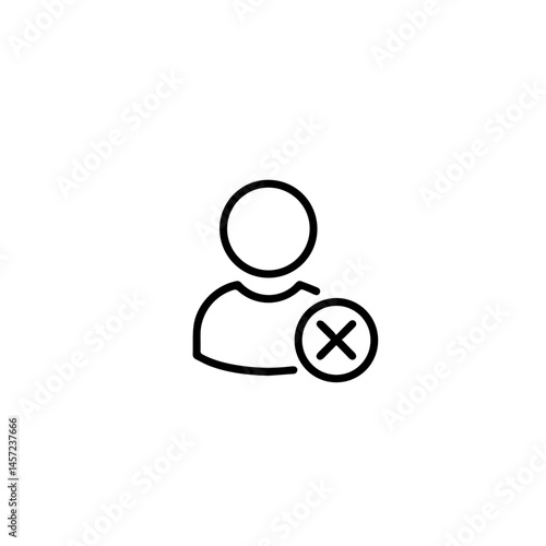 Icon representing social exclusion, featuring a person and a cross  