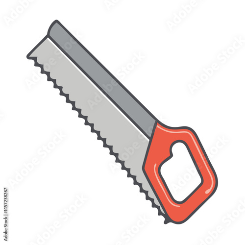 Carpenter's hand saw tool icon in flat design  