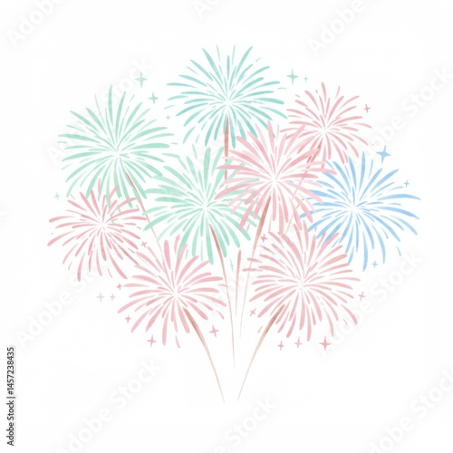 Pastel Fireworks Display Celebration Illustration