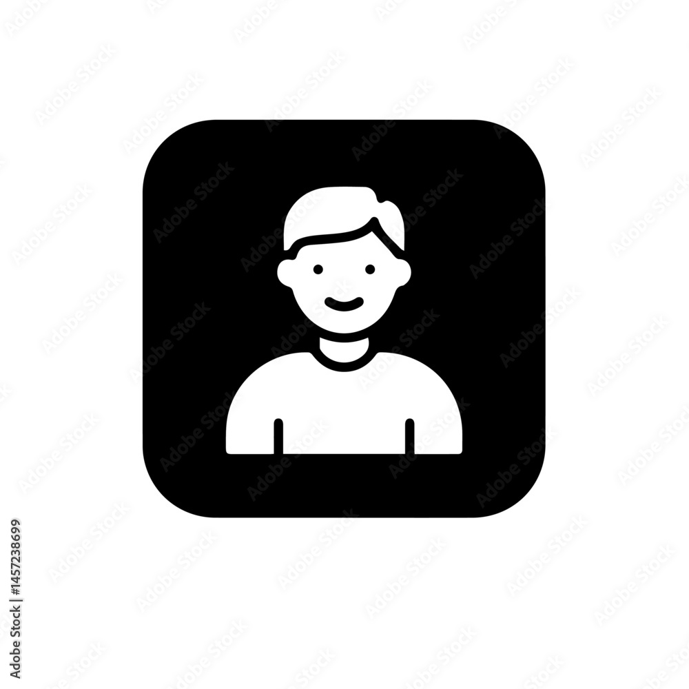Happy child icon in square frame. Smiling boy symbol perfect for website or app interface. This simple child icon is ideal for school or educational projects. Happy child icon in square frame. Smiling boy symbol perfect for website or app interface. This simple child icon is ideal for school or educational projects.