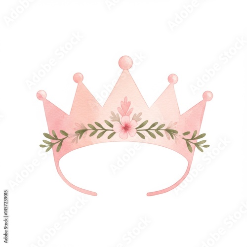 Pink Watercolor Floral Crown Headband