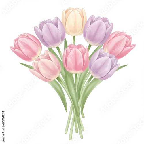 Wallpaper Mural Pastel Pink Purple Tulip Bouquet Watercolor Illustration Torontodigital.ca