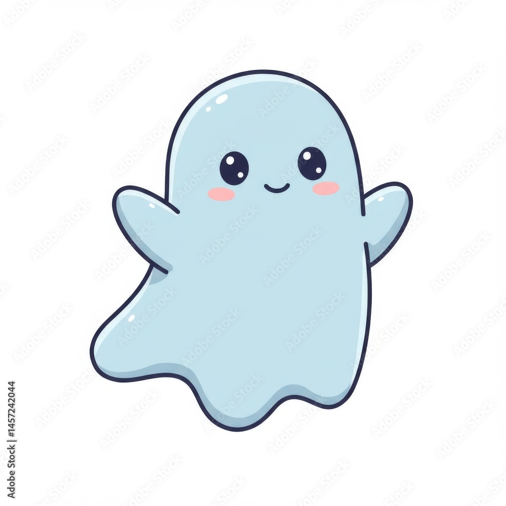 Cute Light Blue Cartoon Ghost Illustration Cute Light Blue Cartoon Ghost Illustration