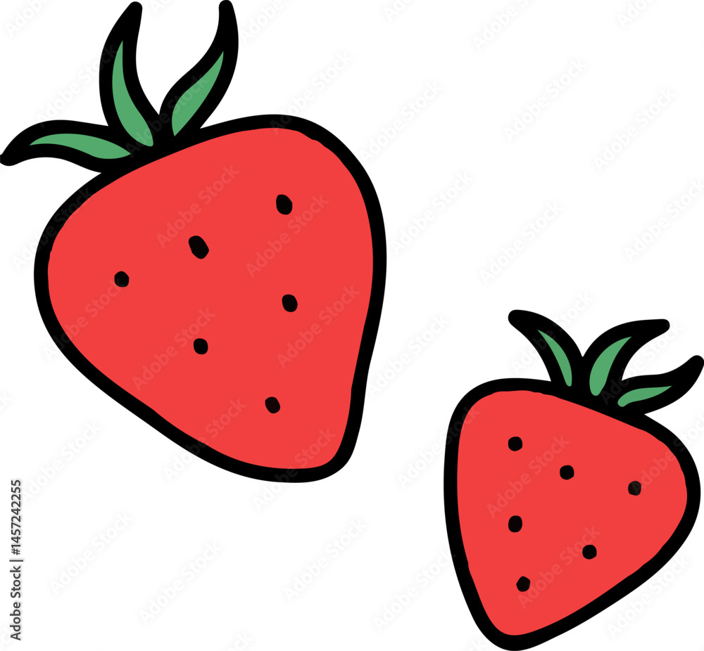 Obraz premium Simple strawberry outline vector illustration