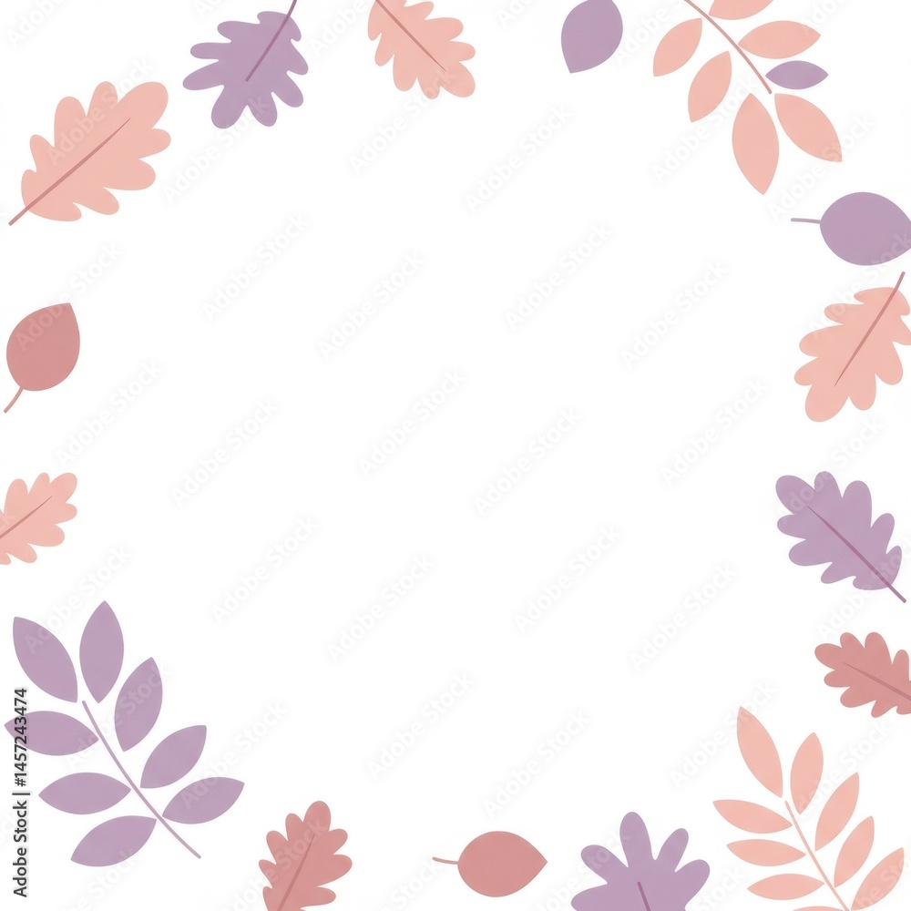 Naklejka premium Pastel Pink and Purple Autumn Leaves Frame