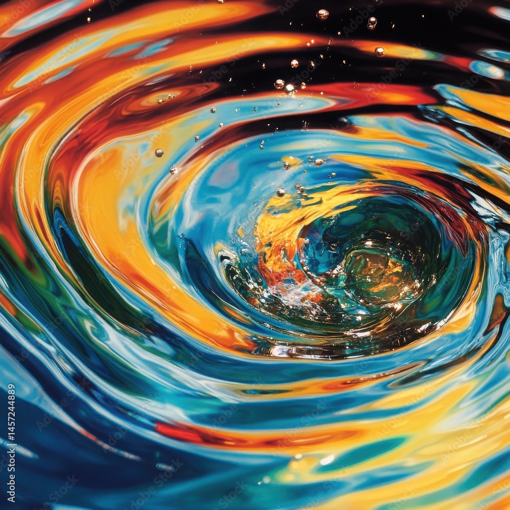 Fototapeta premium Twisting splash curves, creating vibrant ripple, background hue