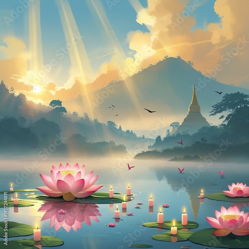 Enlightenment Bloom: Vesak Morning Serenity