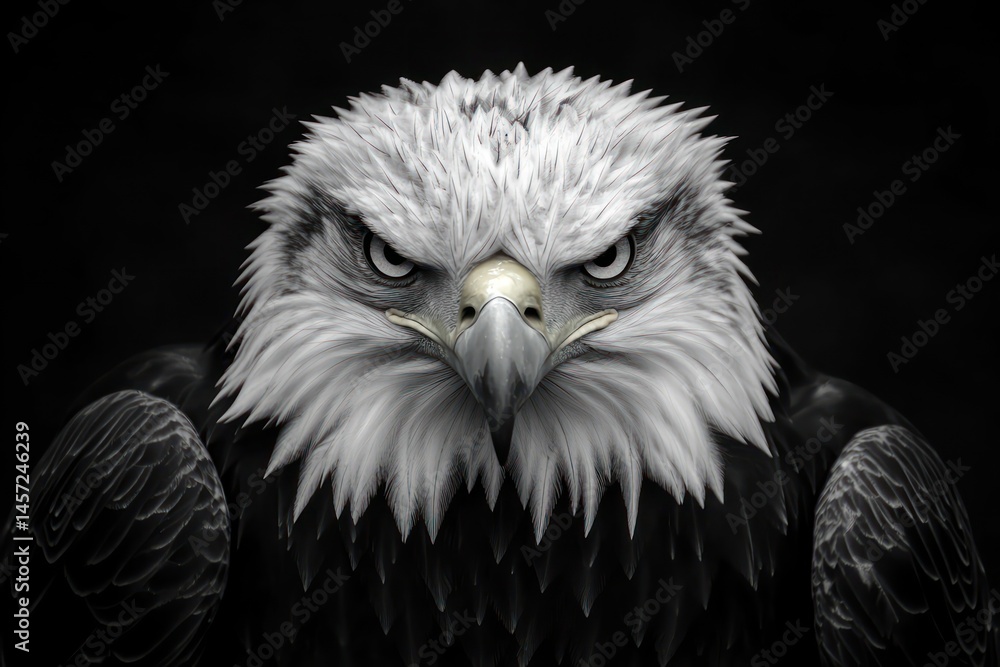 Obraz premium Majestic eagle close-up with intense gaze and feather detail
