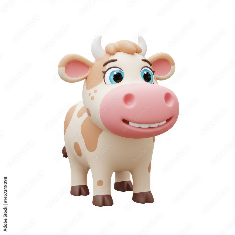 Cute Cartoon Cow 3D Rendering Cute Cartoon Cow 3D Rendering