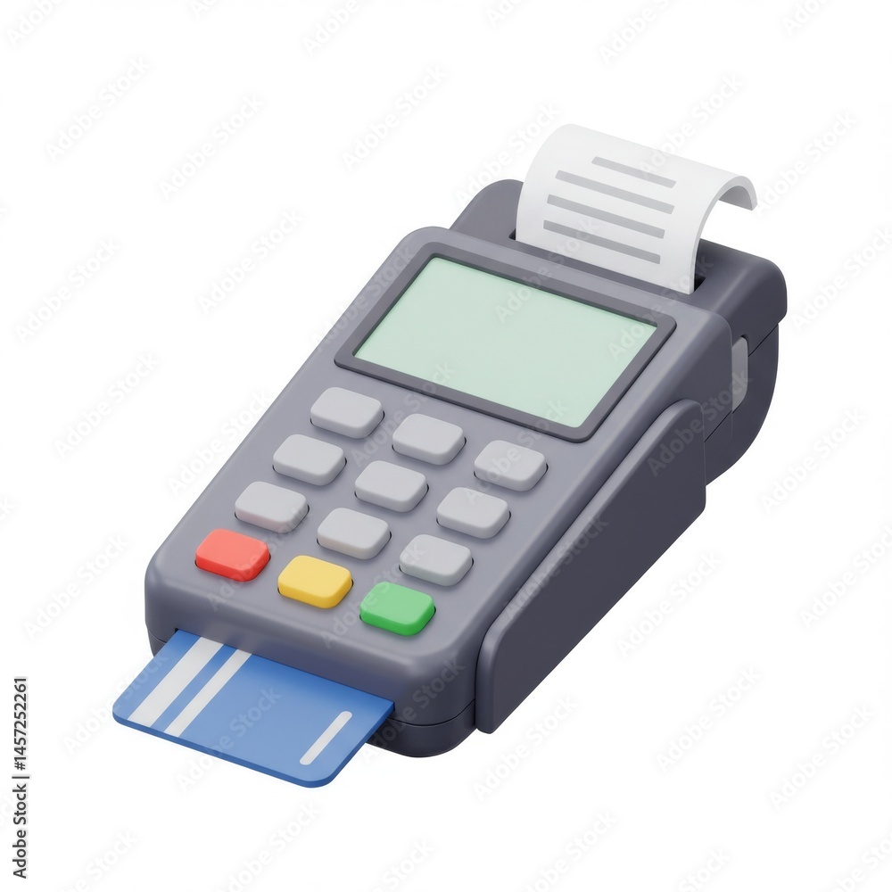 3D Render of a Gray Payment Terminal with a Blue Credit Card 3D Render of a Gray Payment Terminal with a Blue Credit Card