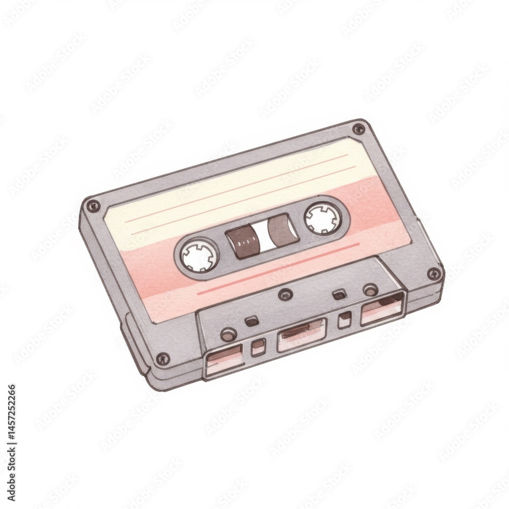 Fototapeta premium Vintage Cassette Tape Illustration Pastel Colors