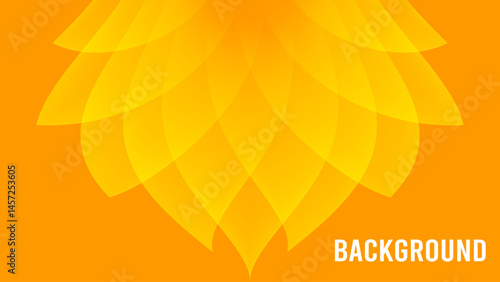 Orange abstract background with triangular and rhombic pattern, sunflower shape, romantic floral banner	