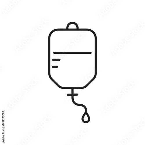 Blood Bag Icon - Medical Blood Donation and Transfusion Symbol in Outline Style