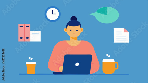 Budgeting Struggles An individual sitting at a table surrounded by bills a laptop open to a budgeting app frantically calculating expenses while sipping a cup of instant coffee.