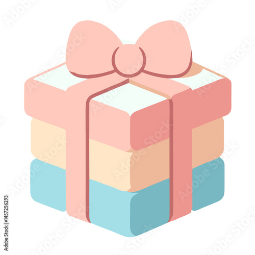 Vector icon of a pastel gift box with a bow on transparent background for generosity, giving away and holiday concept
