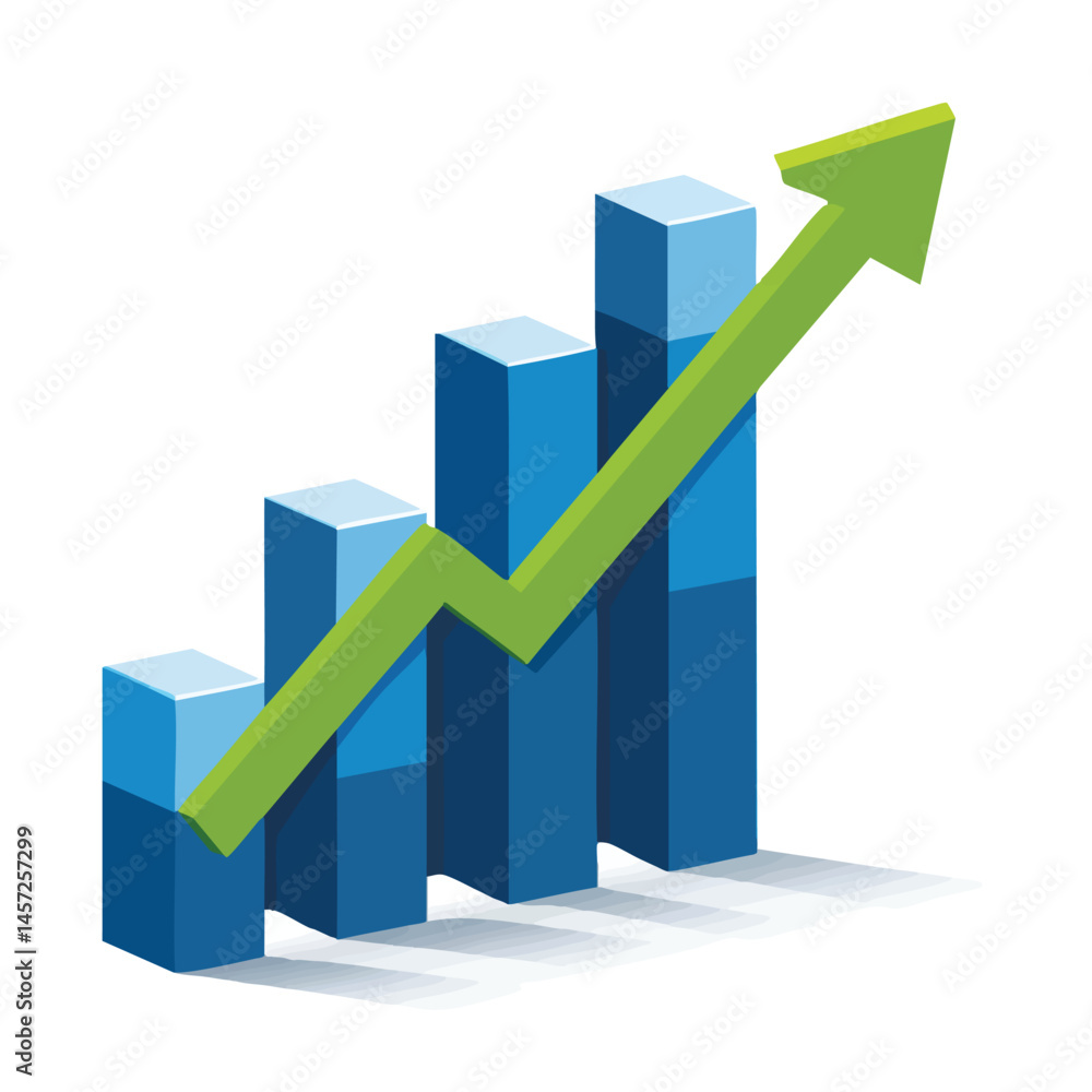 Growth Upward bars with trending arrow Growth Upward bars with trending arrow