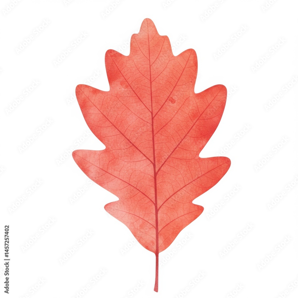Obraz premium Red Watercolor Leaf on White Background