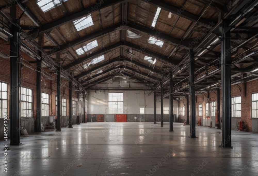 High ceiling, exposed ductwork, metal beams, industrial loft , interior, ductwork High ceiling, exposed ductwork, metal beams, industrial loft , interior, ductwork