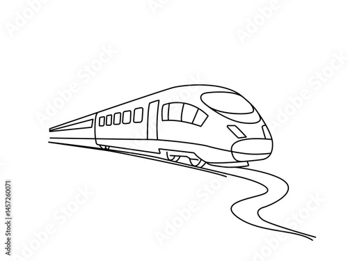 continuous linear drawing of train and rail in one line. flat vector illustration isolated on white background