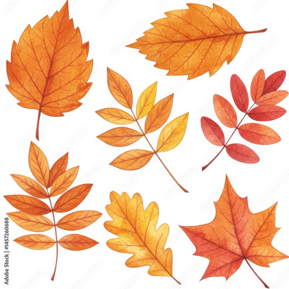 Watercolor Autumn Leaves Collection Watercolor Autumn Leaves Collection