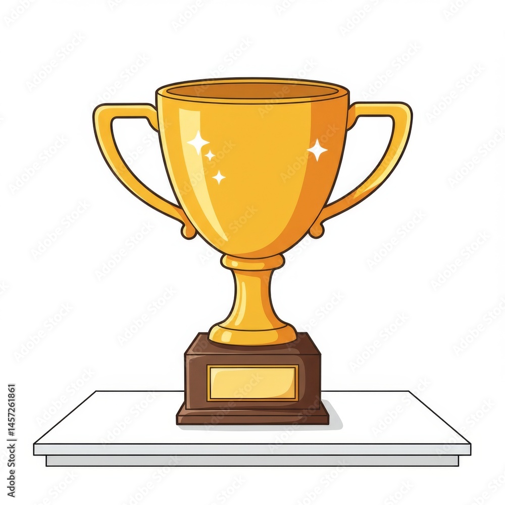 Golden Trophy on White Tabletop Pixel Art Golden Trophy on White Tabletop Pixel Art