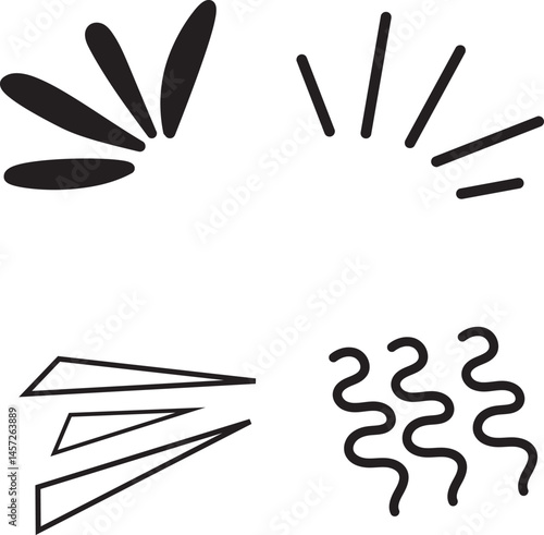 Set of Hand Drawn Doodle Elements, Abstract Geometric Symbols - Minimalist Design Elements