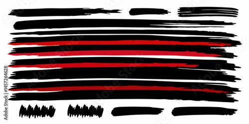 Wallpaper Mural Grunge Brush Strokes Set in Black and Red Ink Vector for Artistic and Abstract Design Torontodigital.ca