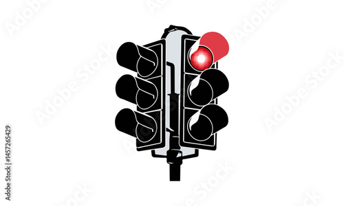 Traffic Light Icon with Red Signal Vector for Road Safety and Transportation Design