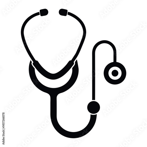 stethoscope vector silhouette isolated icon on white background