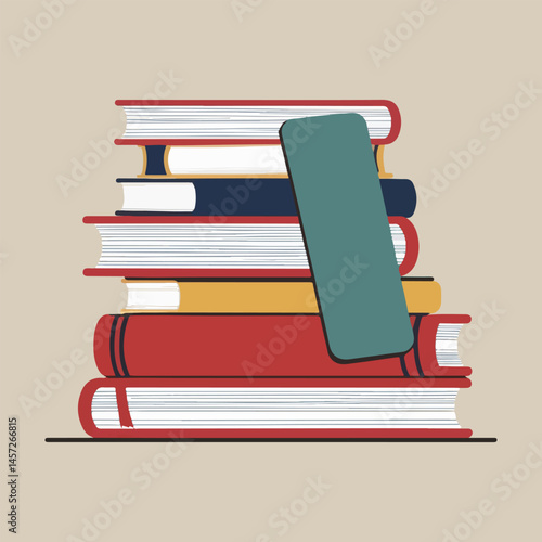National Book Lovers Day Vector Illustration - Solid Color Design Featuring Book Stacks, Reading Glasses, Bookmarks, and Cozy Reading Atmosphere for Book Enthusiasts