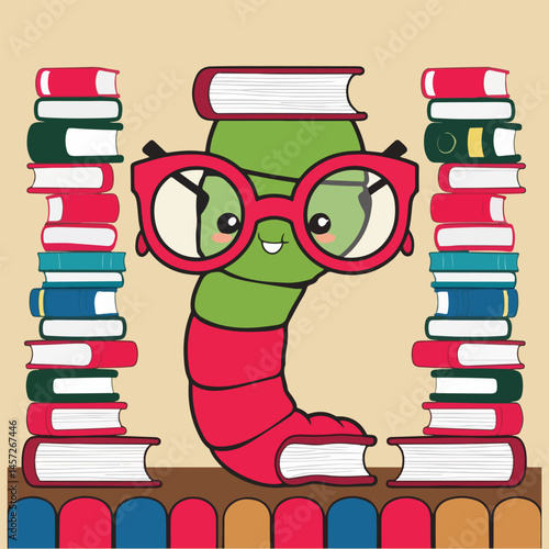 National Book Lovers Day Vector Illustration - Solid Color Design Featuring Book Stacks, Reading Glasses, Bookmarks, and Cozy Reading Atmosphere for Book Enthusiasts