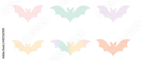 Dreamy pastel bat icons set – soft, whimsical, chic, elegant, ethereal, modern, subtle, decorative, stylish, unique. Vector icons set