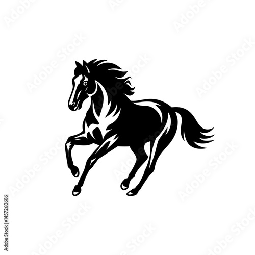 Running horse vector in black color isolated on white