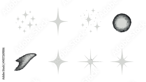 Elegant spark icon set – shimmer, glow, twinkle, radiant, burst, flicker, glimmer, star, shine, glint. Vector icons set