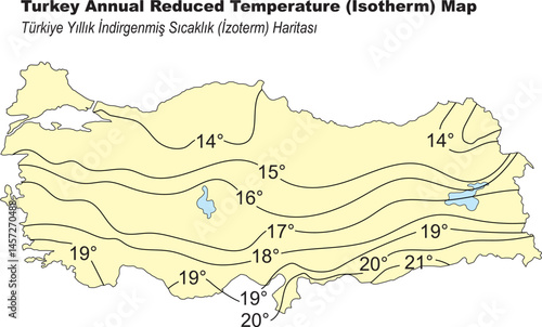 Turkey Annual Reduced Temperature (Isotherm) Map