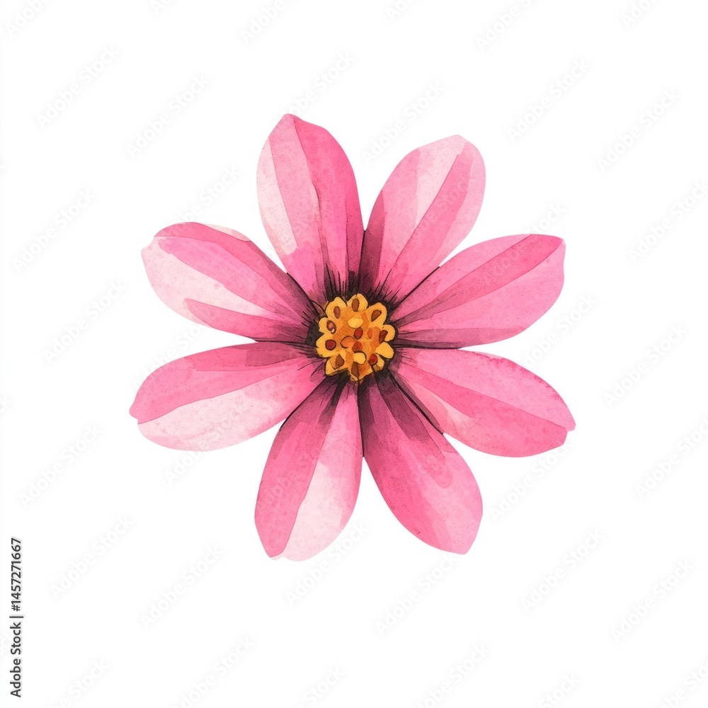 Fototapeta premium Pink flower watercolor petals illustration.